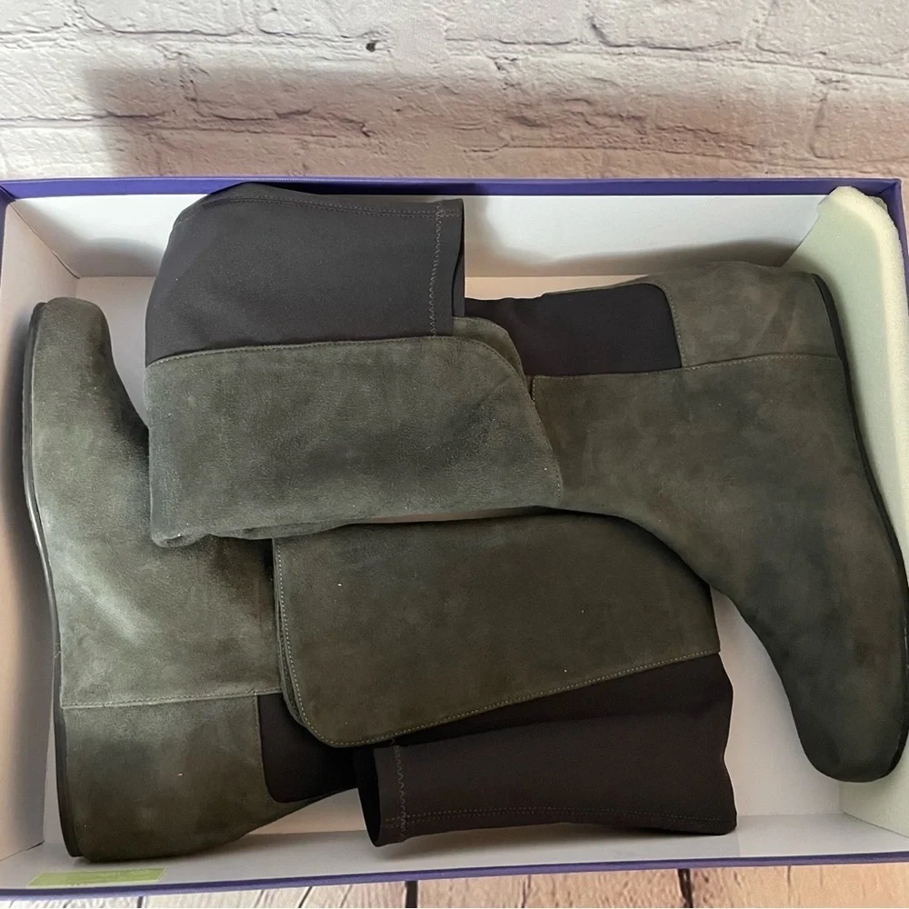 New Stuart Weitzman Lander Over-the-knee Wedge Boots In Slate Size 8.5